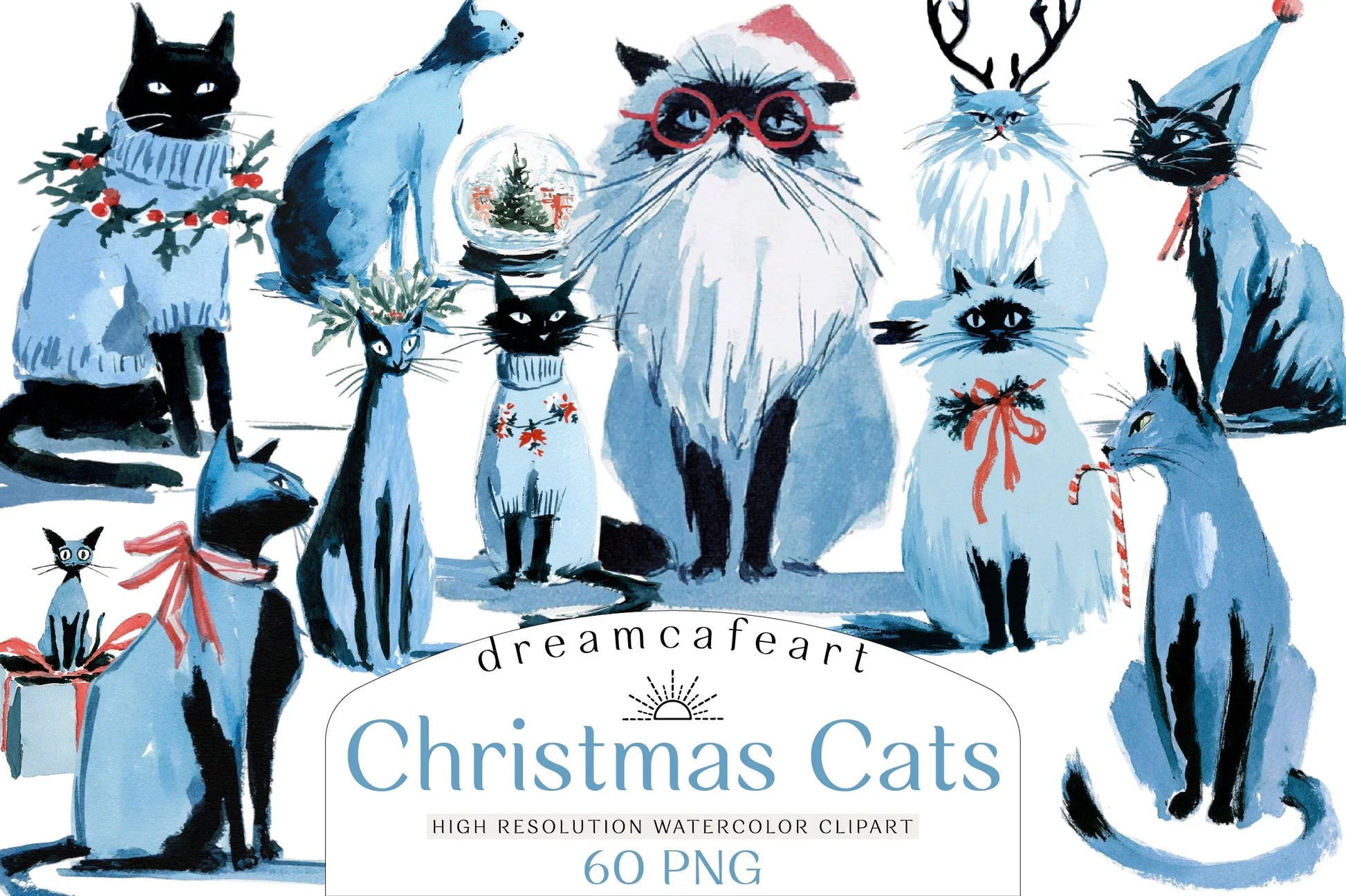 Christmas Cats Holiday Clipart Bundle - CraftNest - Digital Crafting and Art