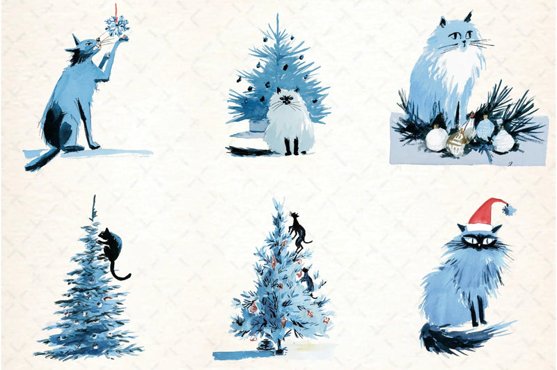 Christmas Cats Holiday Clipart Bundle - CraftNest - Digital Crafting and Art