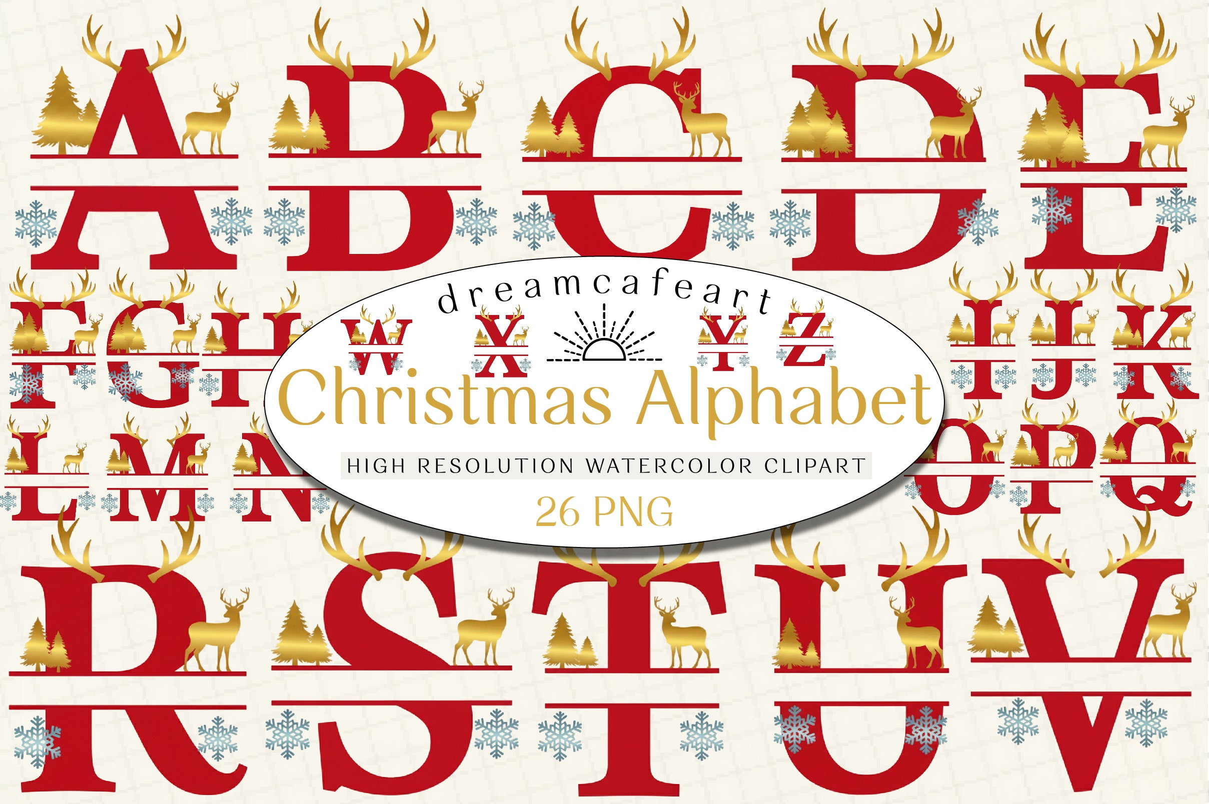 Christmas Alphabet Clip Art Bundle