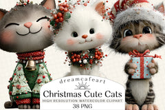 Christmas Cute Cats Clipart Bundle - CraftNest - Digital Crafting and Art
