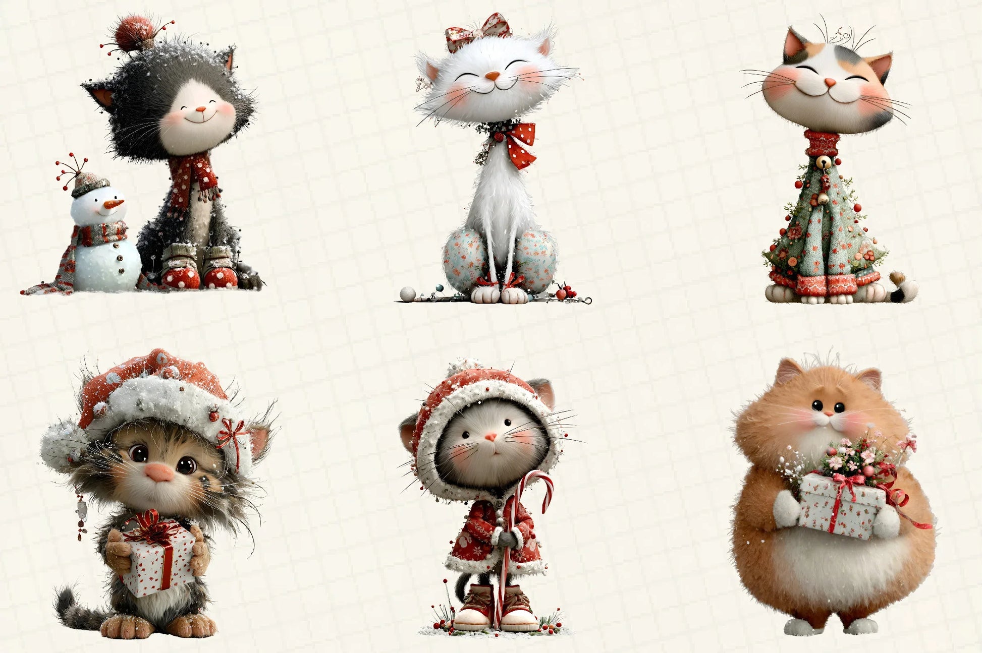 Christmas Cute Cats Clipart Bundle - CraftNest - Digital Crafting and Art