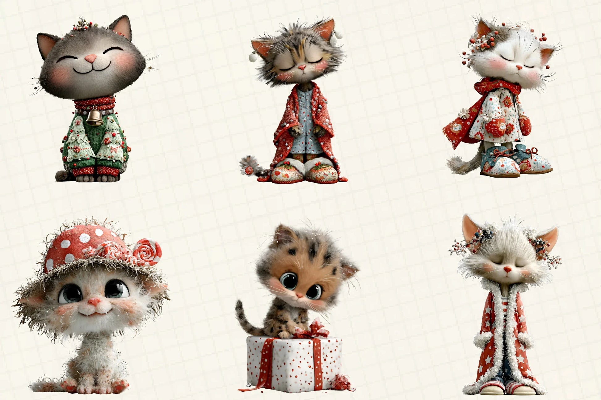 Christmas Cute Cats Clipart Bundle - CraftNest - Digital Crafting and Art
