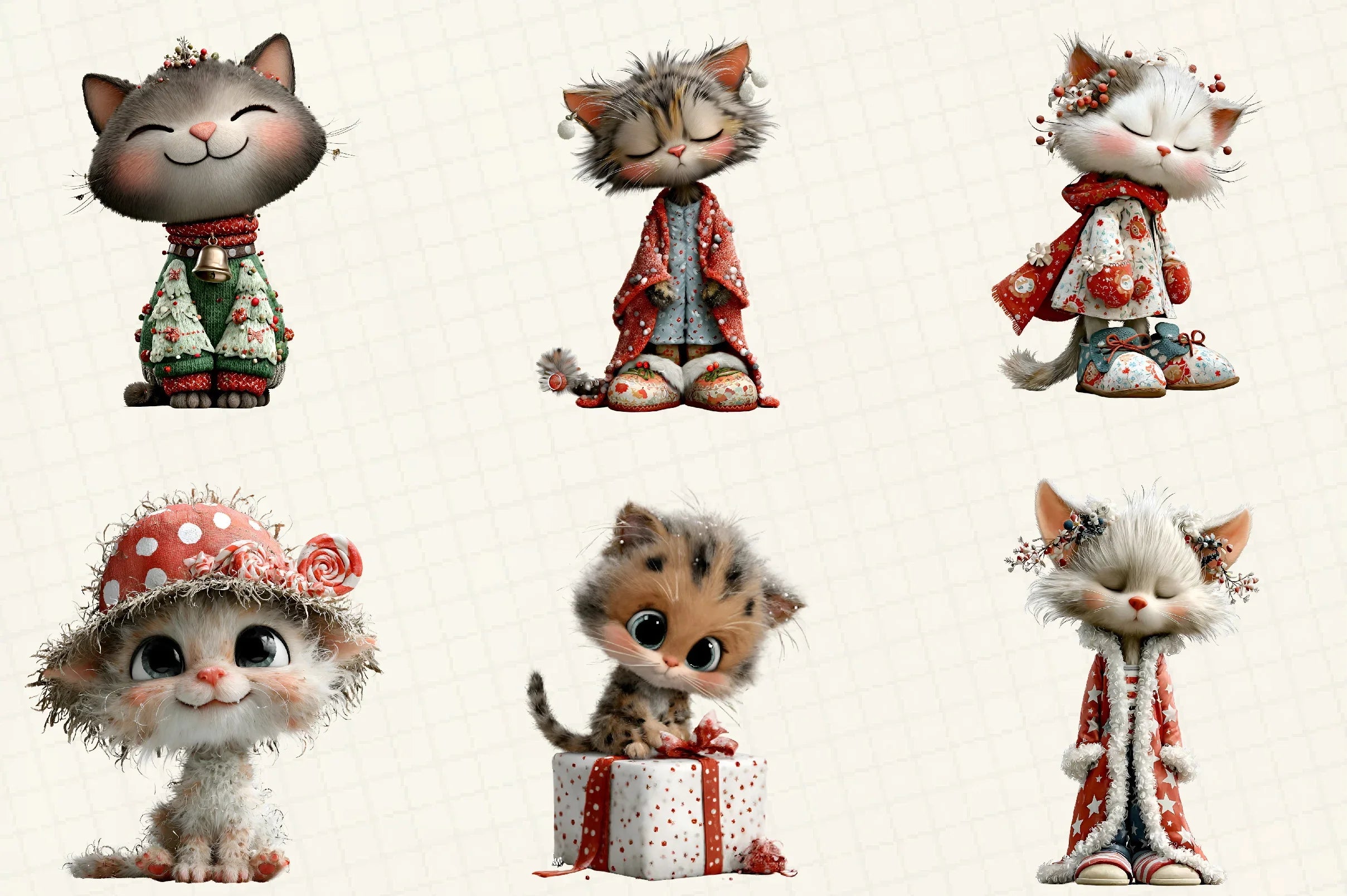 Christmas Cute Cats Clipart Bundle - CraftNest - Digital Crafting and Art