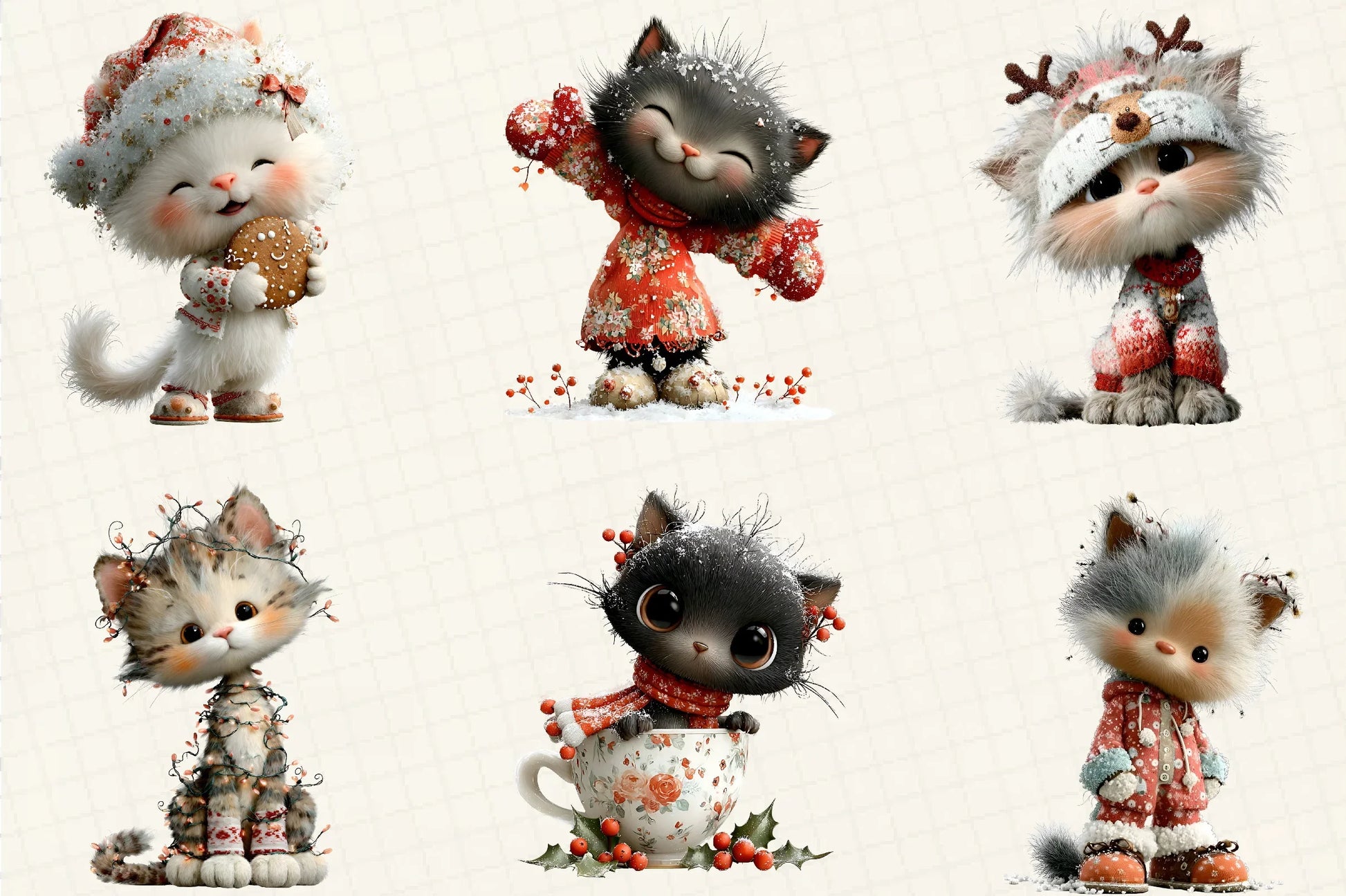 Christmas Cute Cats Clipart Bundle - CraftNest - Digital Crafting and Art