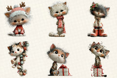Christmas Cute Cats Clipart Bundle - CraftNest - Digital Crafting and Art