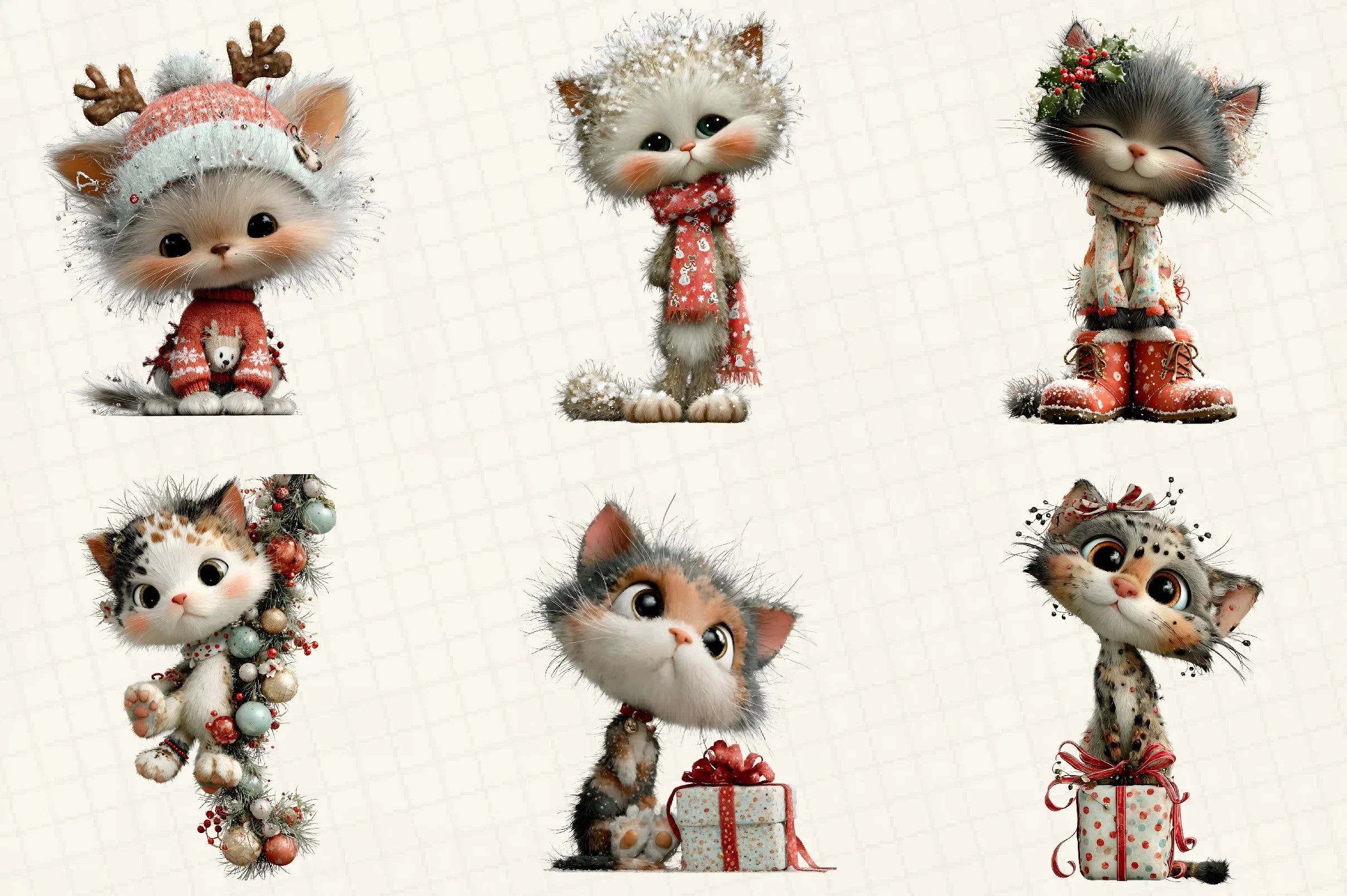 Christmas Cute Cats Clipart Bundle - CraftNest - Digital Crafting and Art