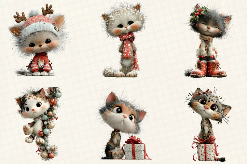 Christmas Cute Cats Clipart Bundle - CraftNest - Digital Crafting and Art