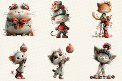 Christmas Cute Cats Clipart Bundle - CraftNest - Digital Crafting and Art