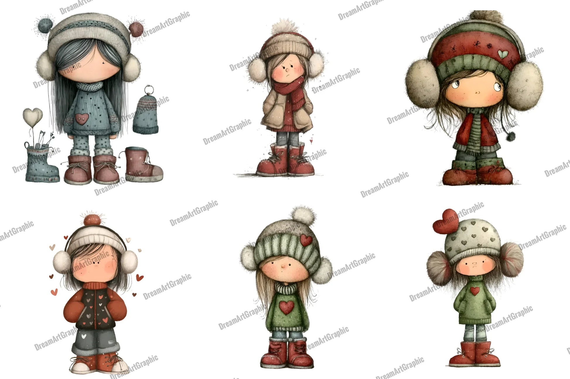 Christmas Cute Girl Clipart Bundle - CraftNest - Digital Crafting and Art