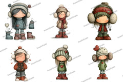 Christmas Cute Girl Clipart Bundle - CraftNest - Digital Crafting and Art
