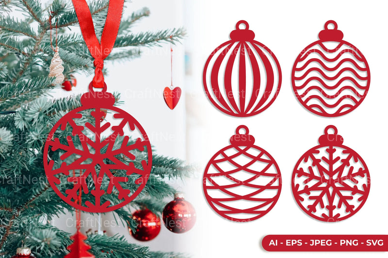 Christmas Decoration Ball Lasercut Clipart Bundle - CraftNest - Digital Crafting and Art