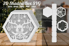 Christmas Deer Hexagon Shadow Box Clipart Bundle - CraftNest - Digital Crafting and Art
