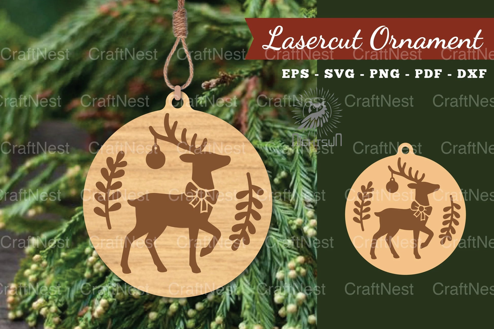 Christmas Deer Laser Cut Ornament Clipart Bundle - CraftNest - Digital Crafting and Art