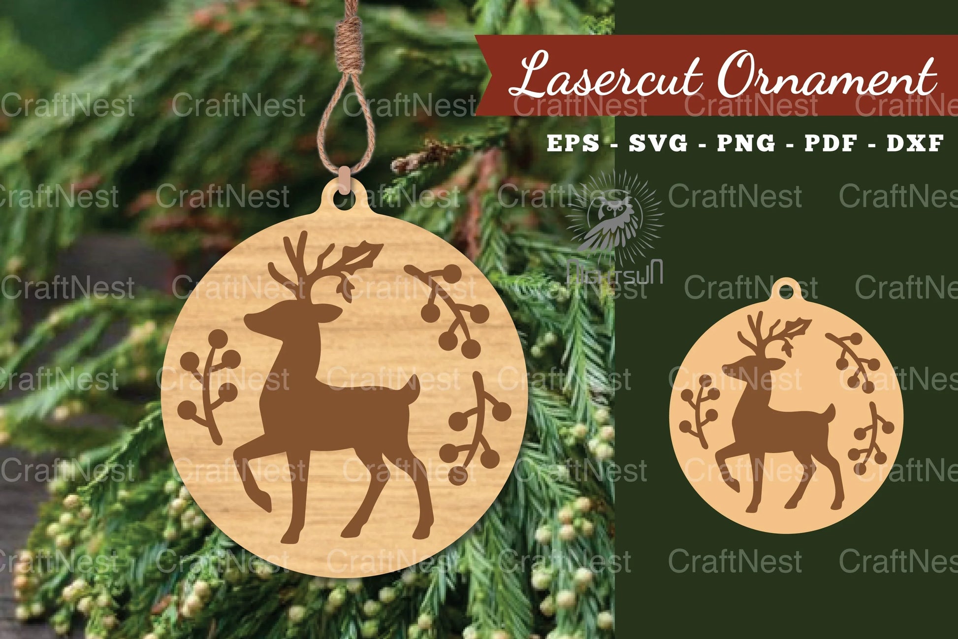 Christmas Deer Laser Cut Ornament Clipart Bundle - CraftNest - Digital Crafting and Art