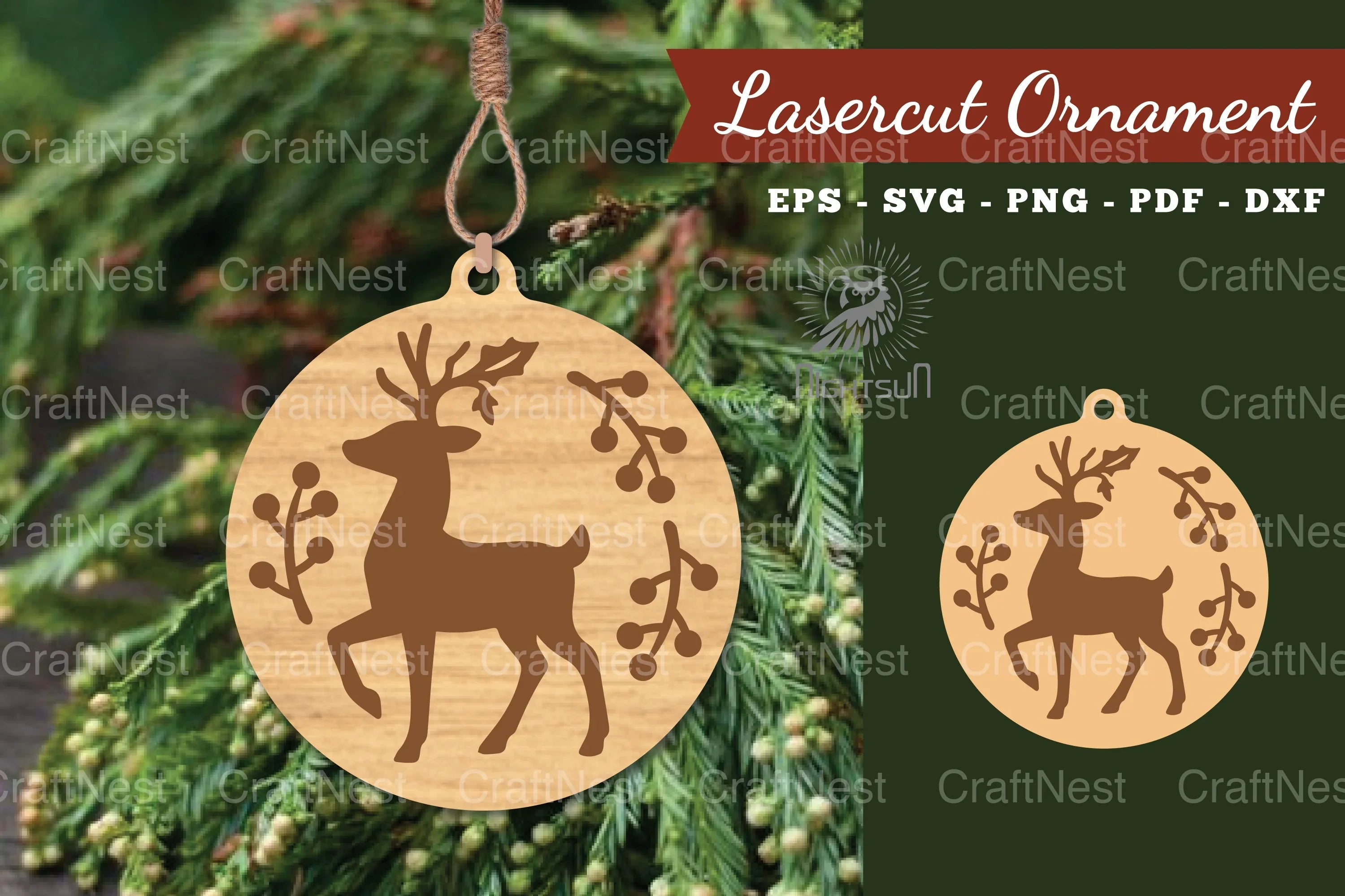Christmas Deer Laser Cut Ornament Clipart Bundle - CraftNest - Digital Crafting and Art