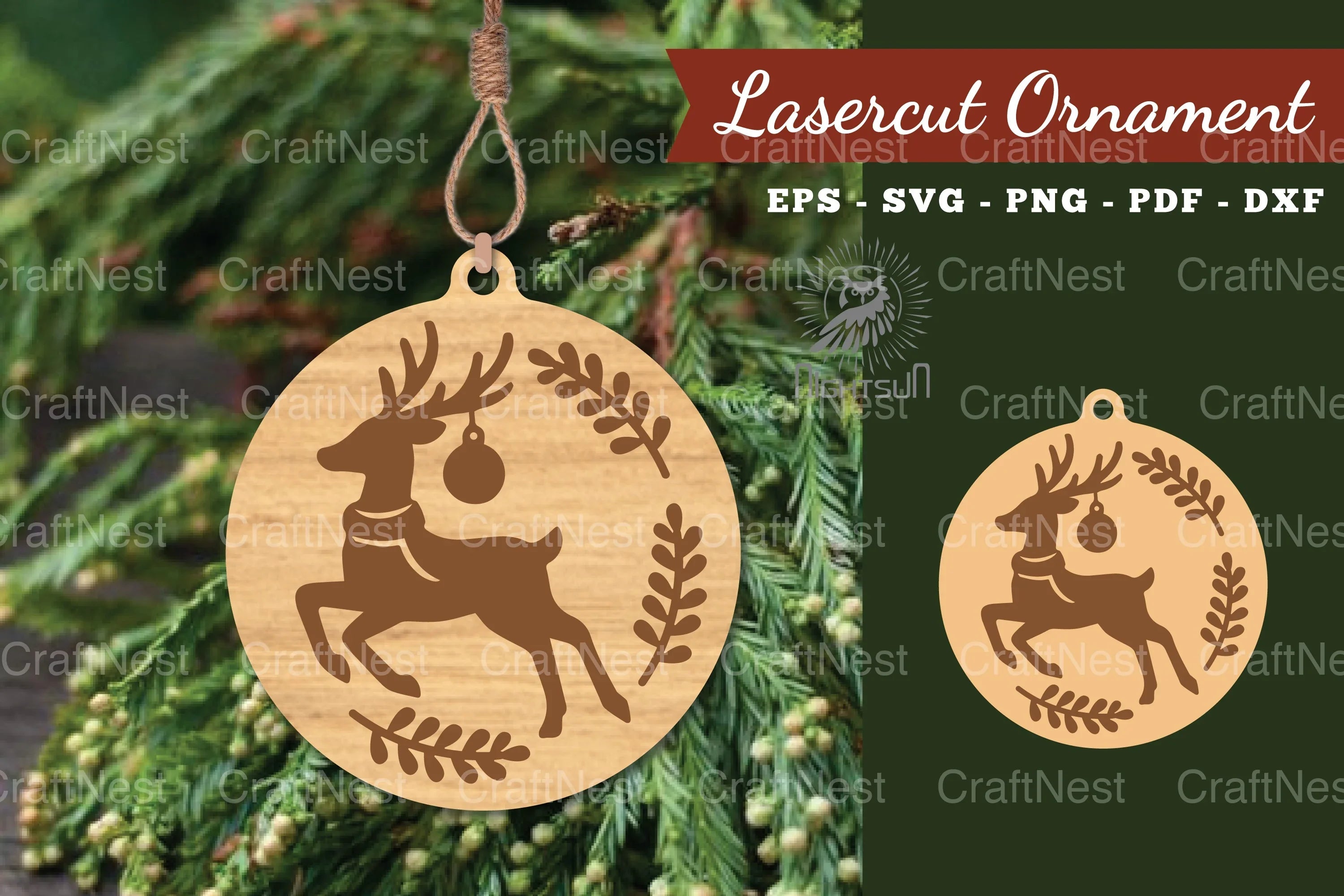 Christmas Deer Laser Cut Ornament Clipart Bundle - CraftNest - Digital Crafting and Art
