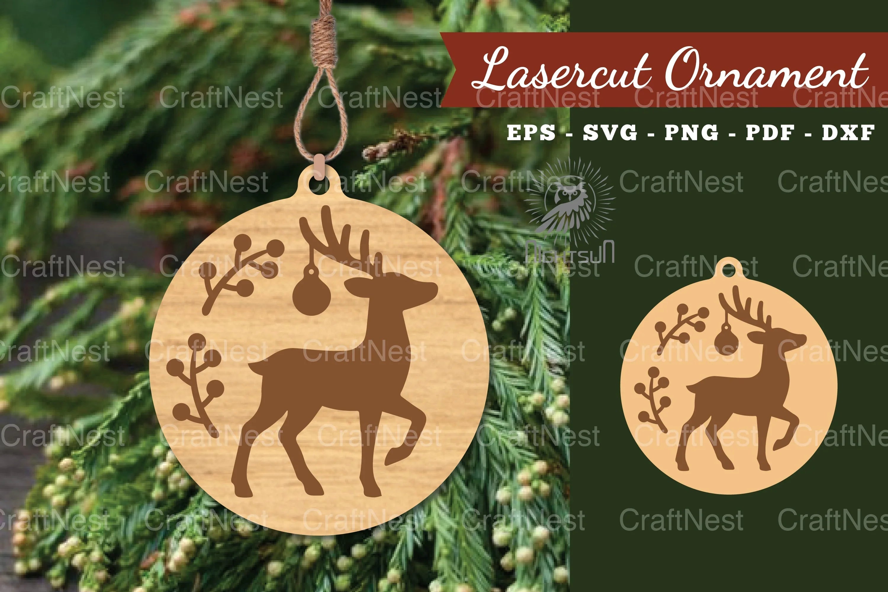 Christmas Deer Laser Cut Ornament Clipart Bundle - CraftNest - Digital Crafting and Art