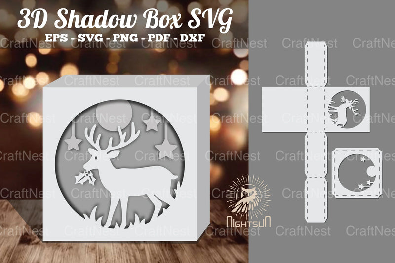 Christmas Deer Papercut Shadow Box Design - CraftNest - Digital Crafting and Art