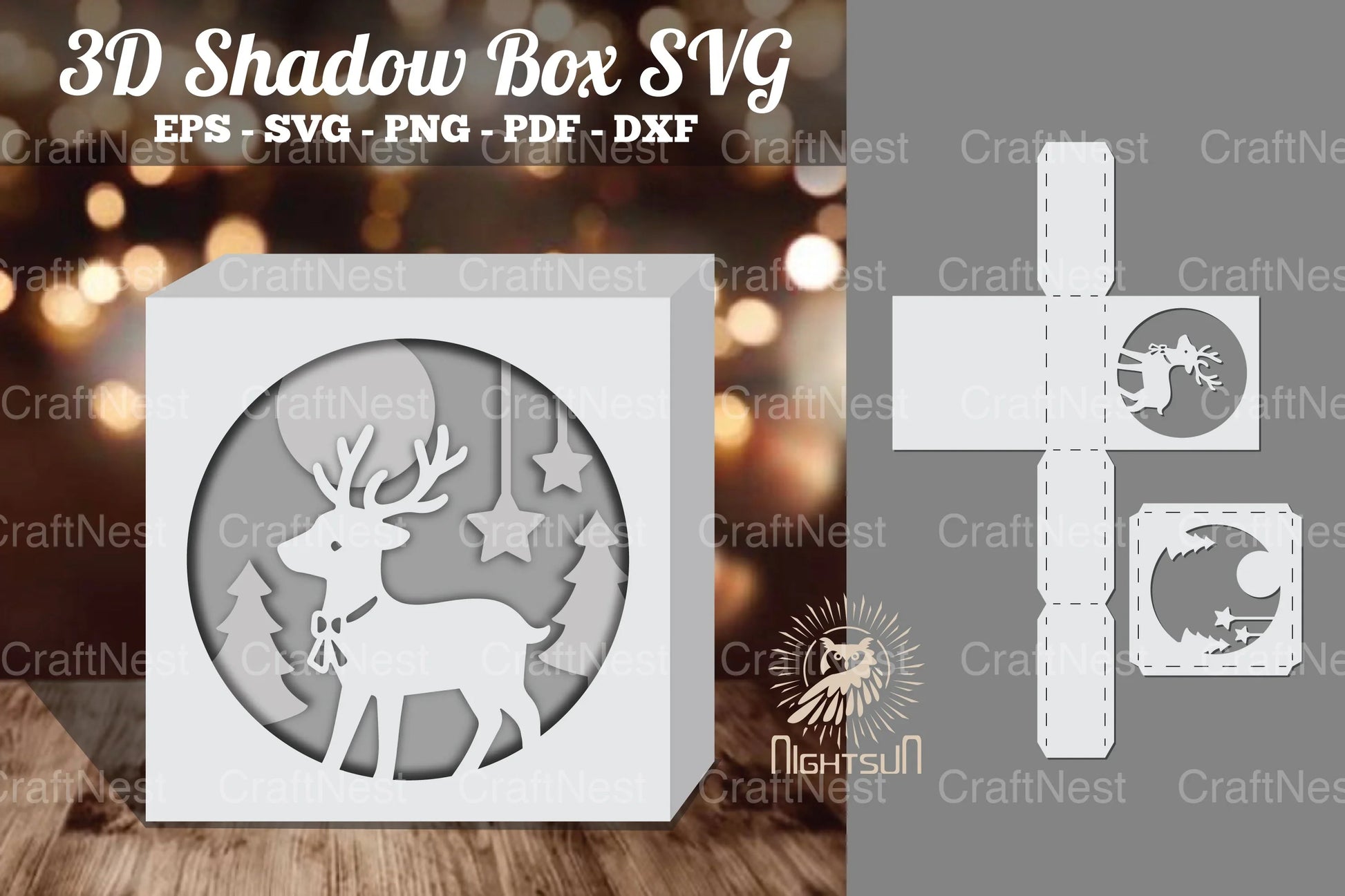 Christmas Deer Papercut Shadow Box Design Bundle - CraftNest - Digital Crafting and Art