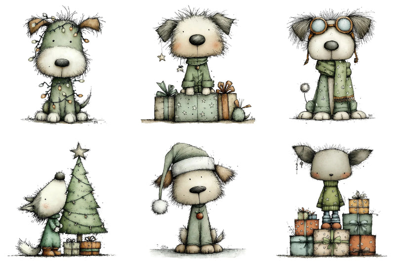 Christmas Dog Happy Clipart Bundle - CraftNest - Digital Crafting and Art