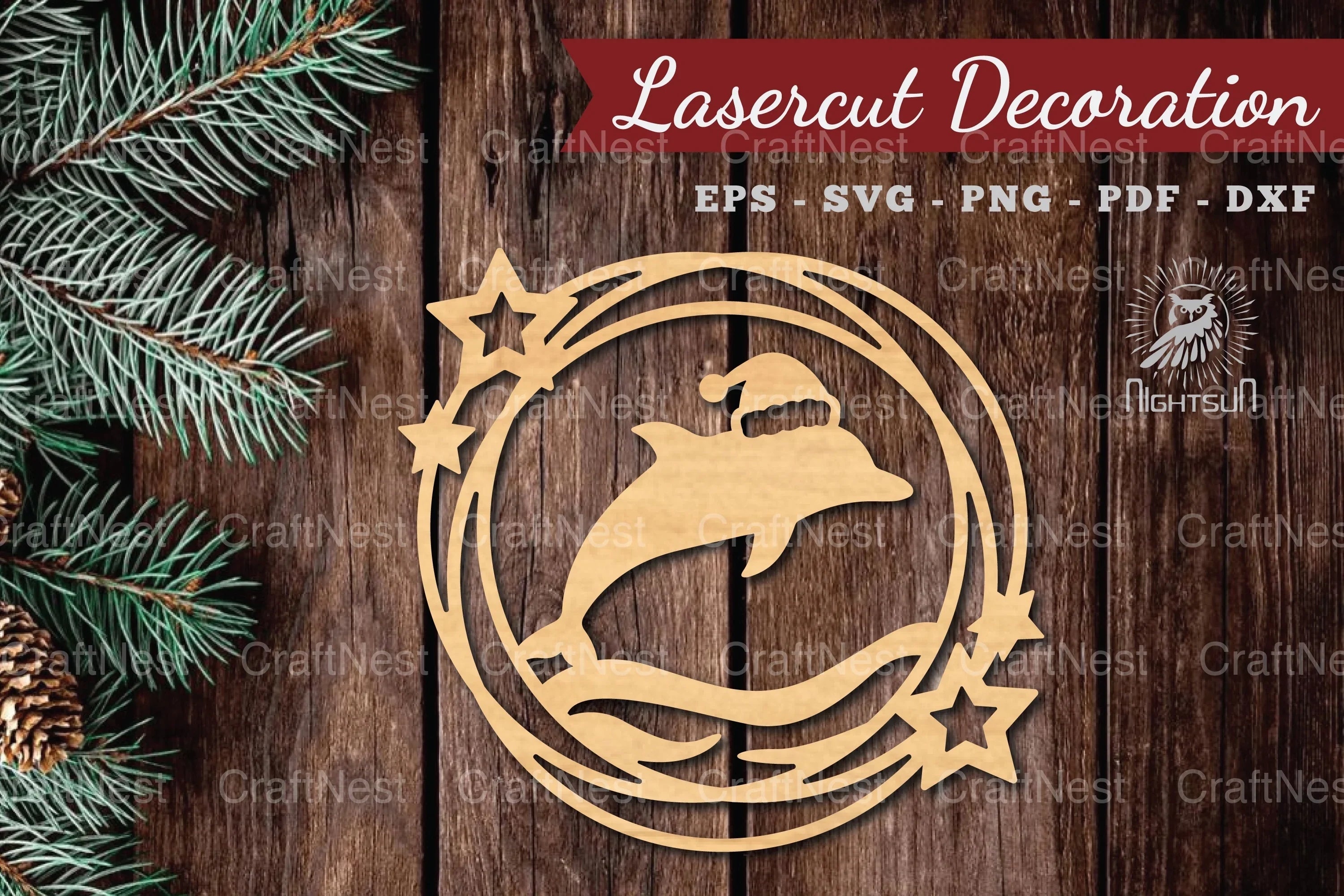 Christmas Dolphin Laser Cut Round Clipart Bundle - CraftNest - Digital Crafting and Art