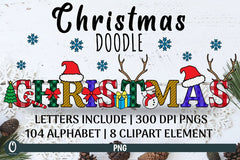 Christmas Doodle Alphabet Clipart SVG Bundle - CraftNest - Digital Crafting and Art