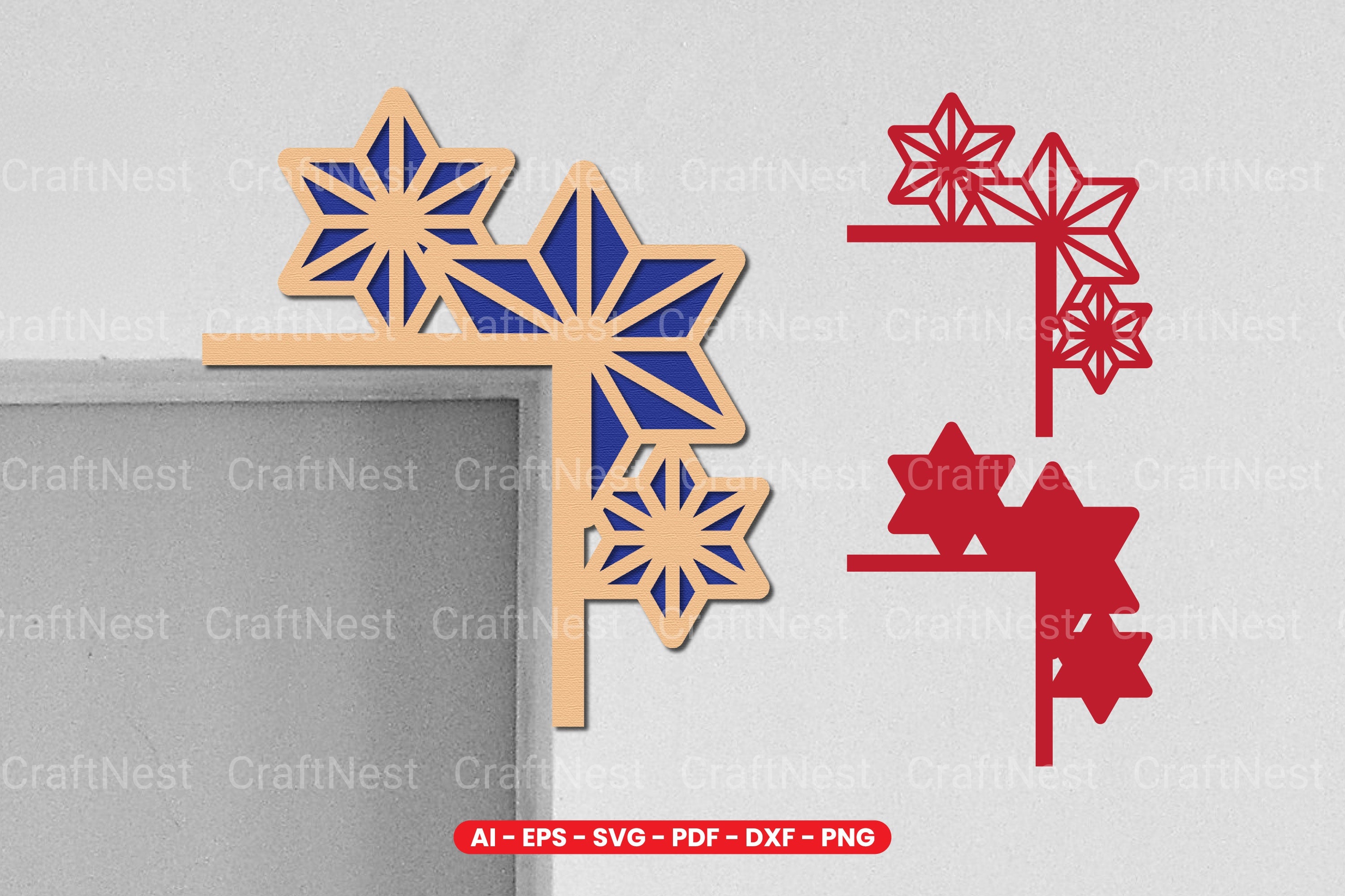 Christmas Door Corner Laser Cut SVG Clipart Bundle