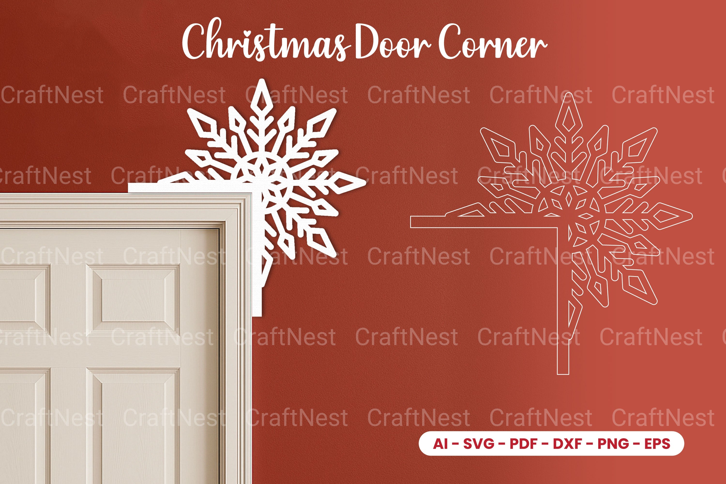 Christmas Door Corner Laser Cut SVG Clipart Bundle