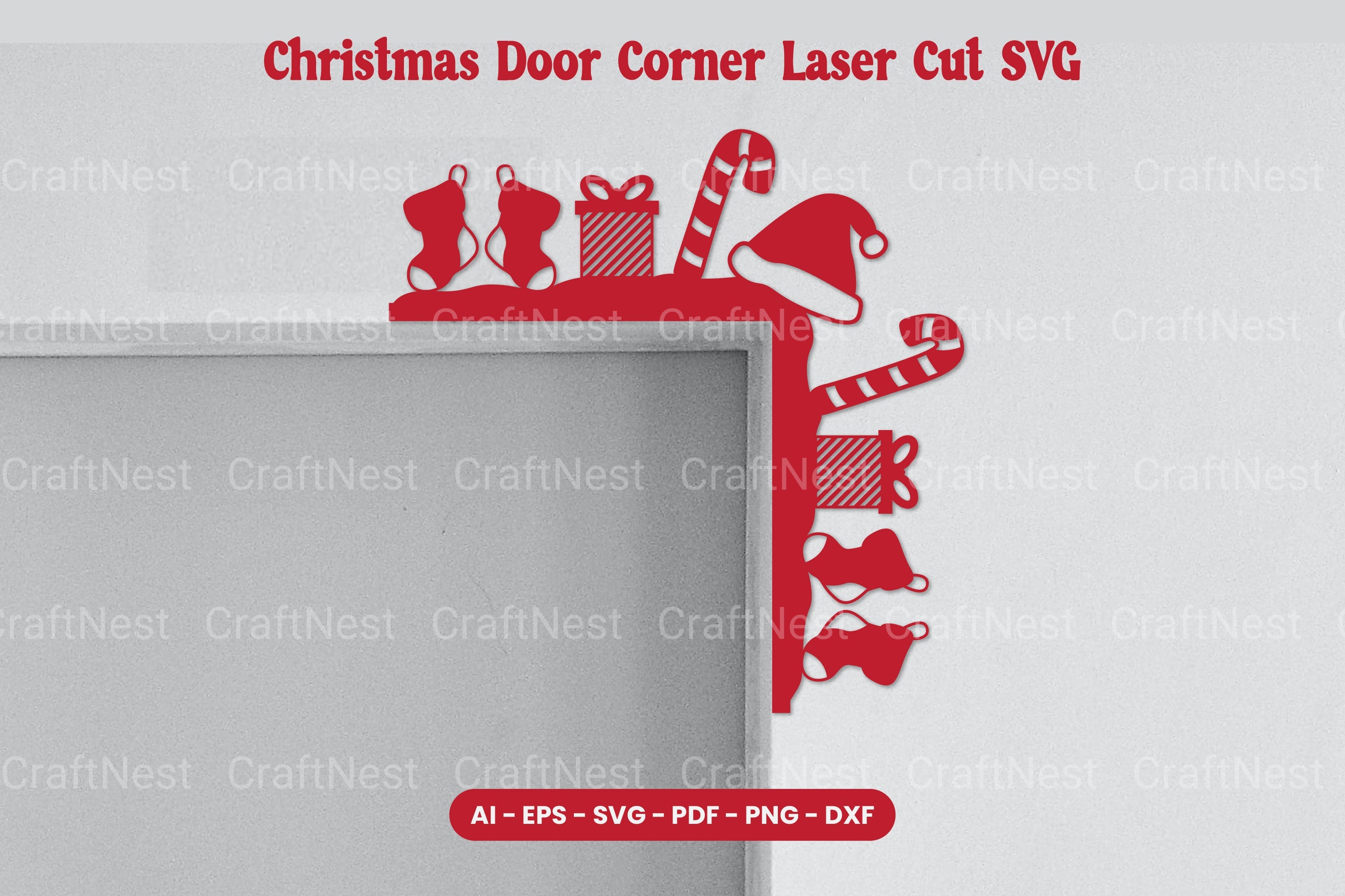 Christmas Door Corner Laser Cut SVG Bundle - Clipart Collection