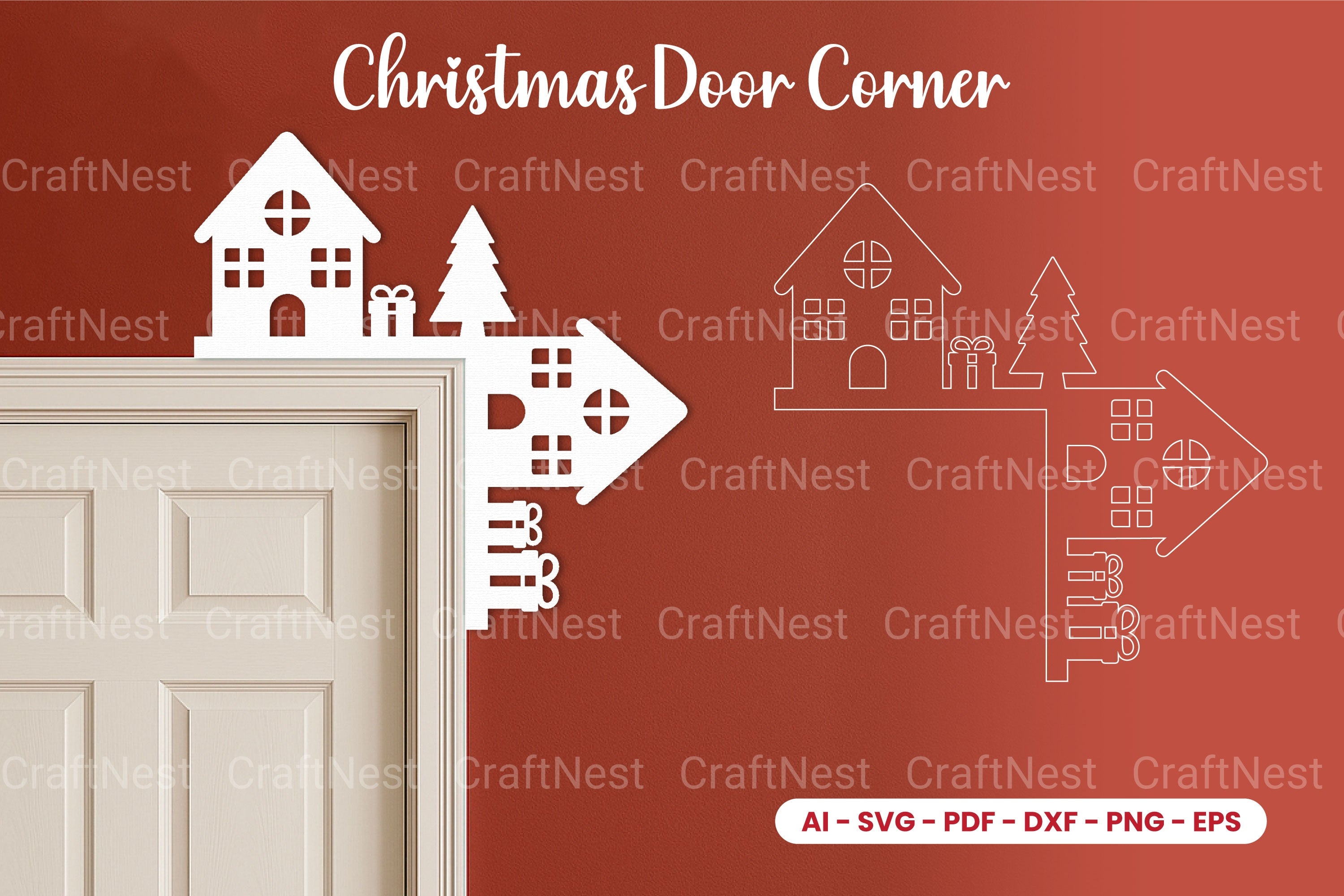 Christmas Door Corner Laser Cut SVG Bundle - Clipart Collection