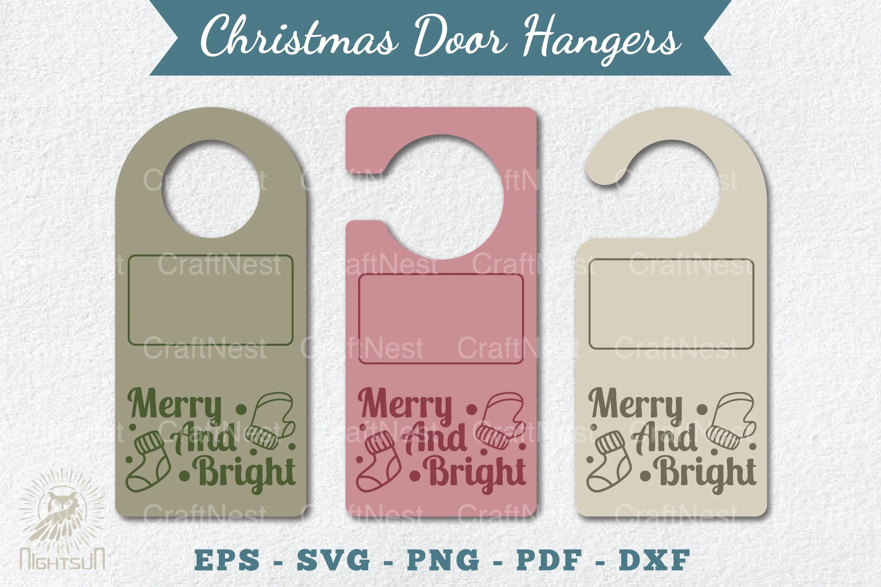 Christmas Door Hangers Set Template Bundle - CraftNest - Digital Crafting and Art