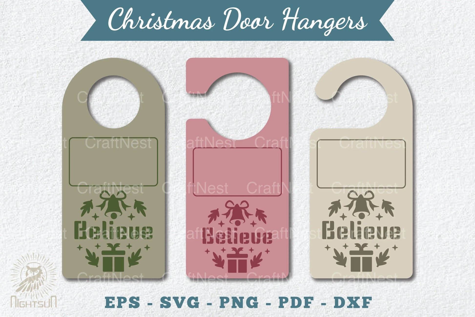 Christmas Door Hangers Set Template Bundle - CraftNest - Digital Crafting and Art