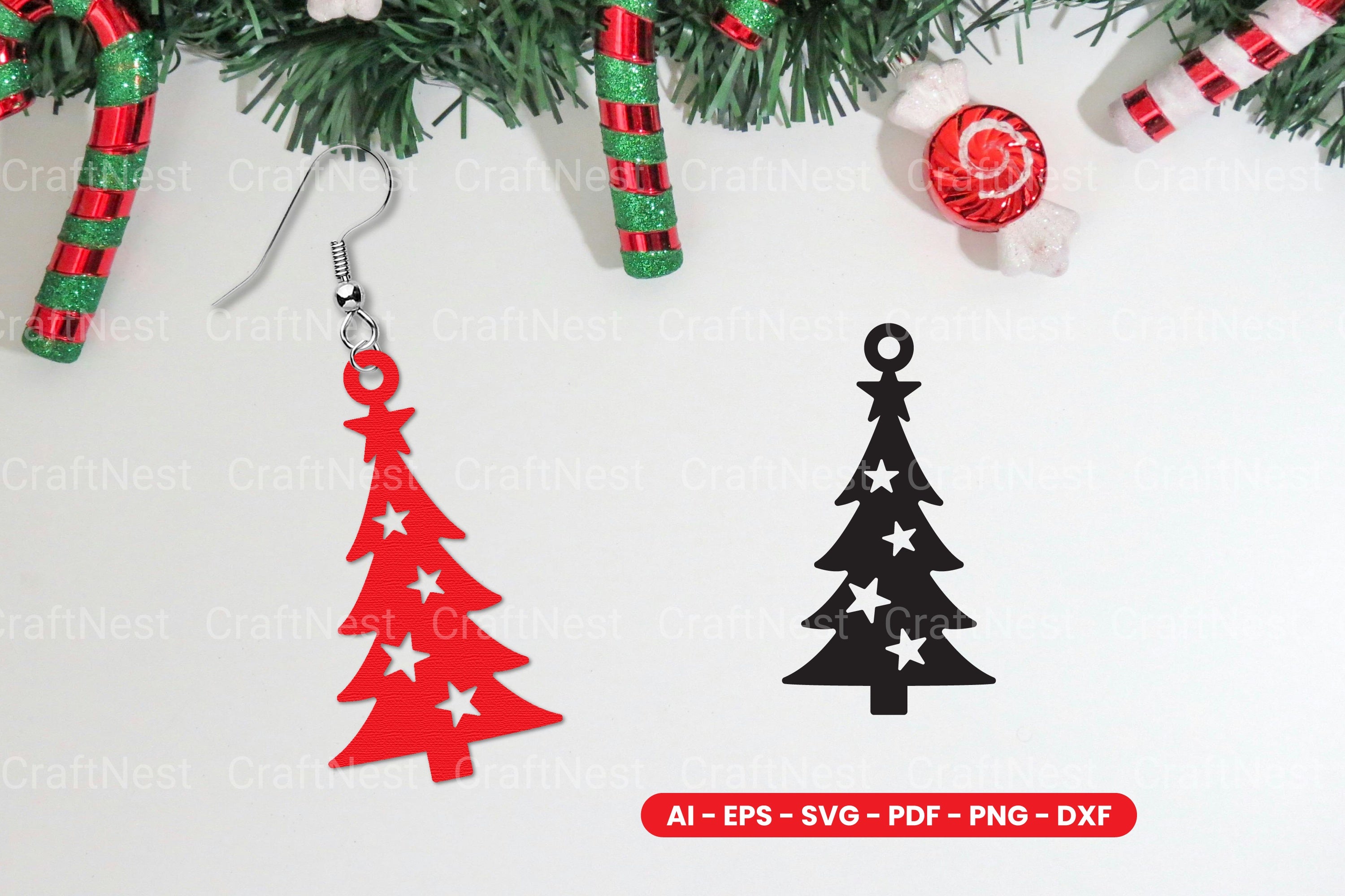 Christmas Earring Lasercut SVG Clipart Bundle