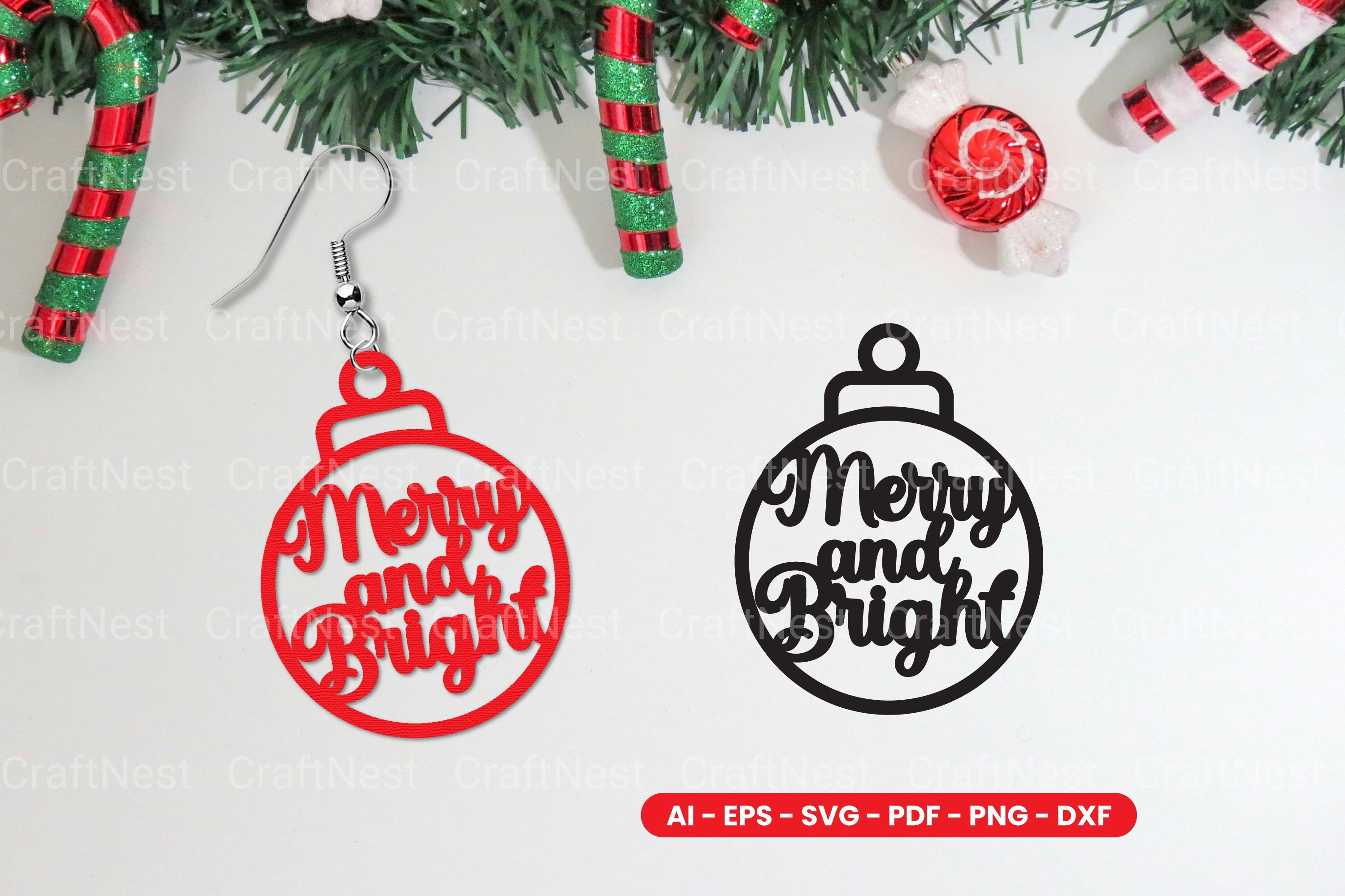 Christmas Earring Lasercut SVG Bundle Clipart