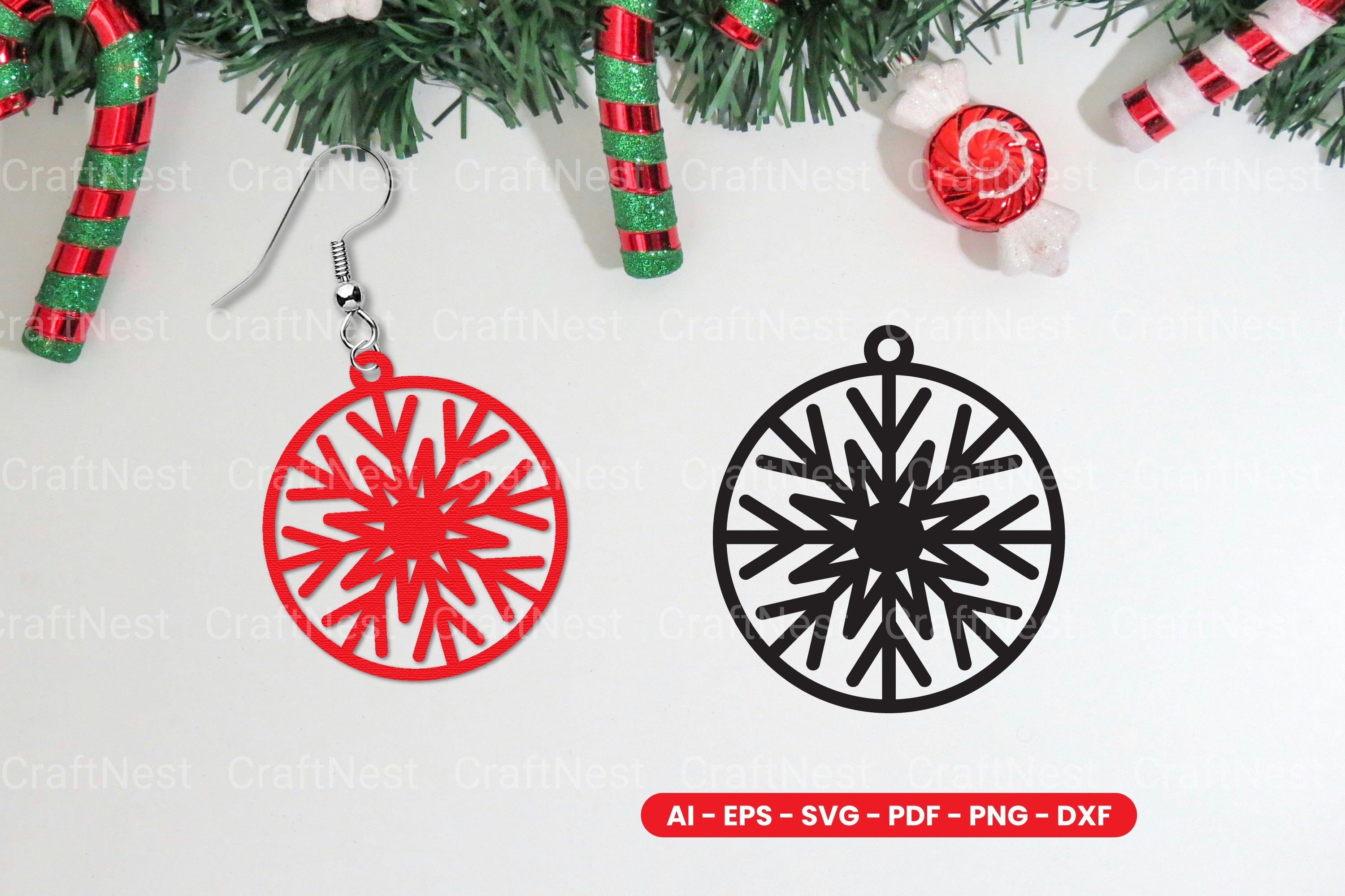 Christmas Earring Lasercut SVG Clipart Bundle
