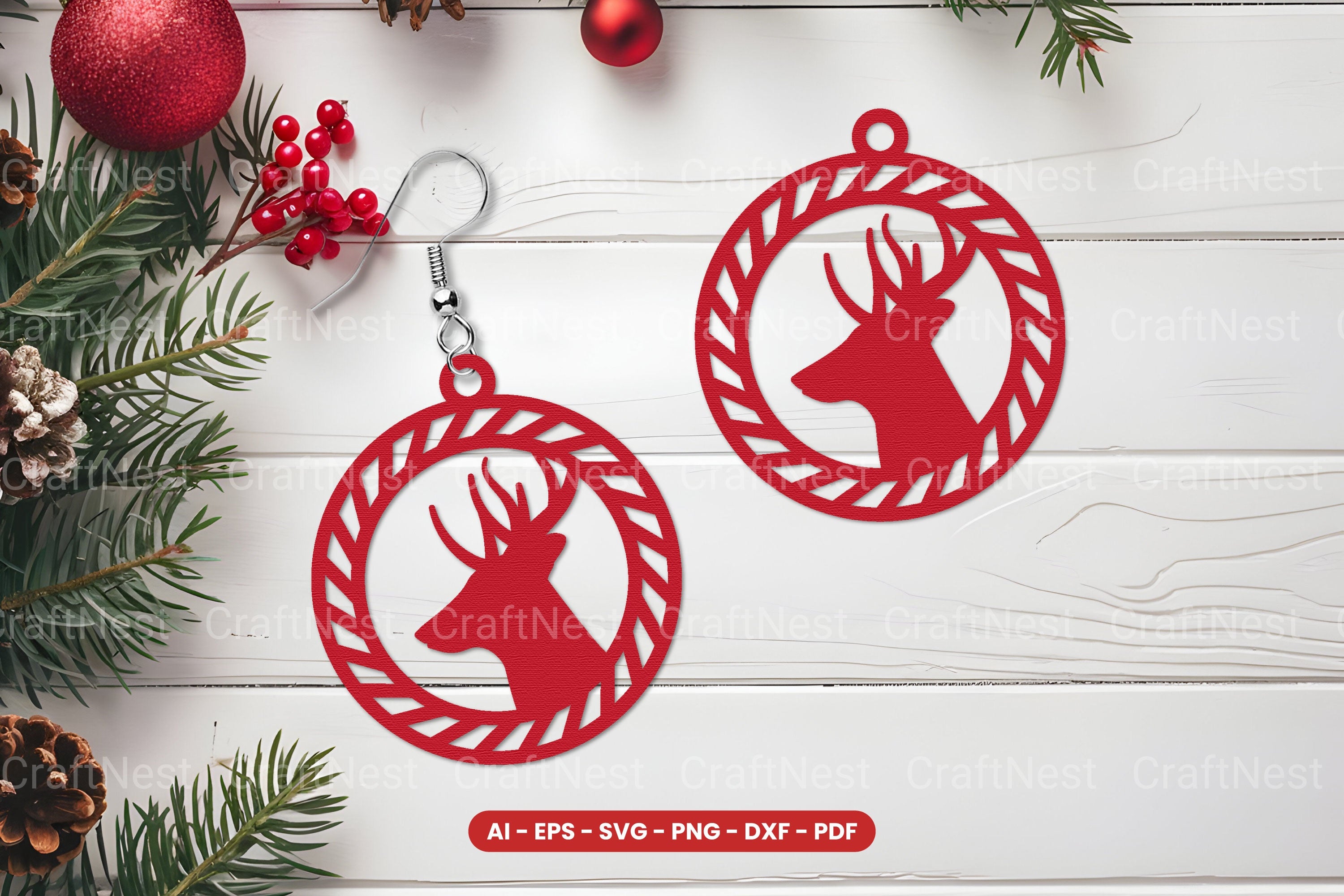 Christmas Earring Lasercut SVG Clipart Bundle