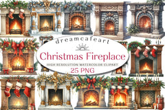 Christmas Fireplace Clipart Bundle - CraftNest - Digital Crafting and Art