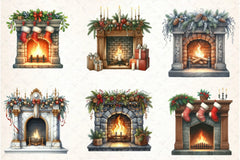 Christmas Fireplace Clipart Bundle - CraftNest - Digital Crafting and Art
