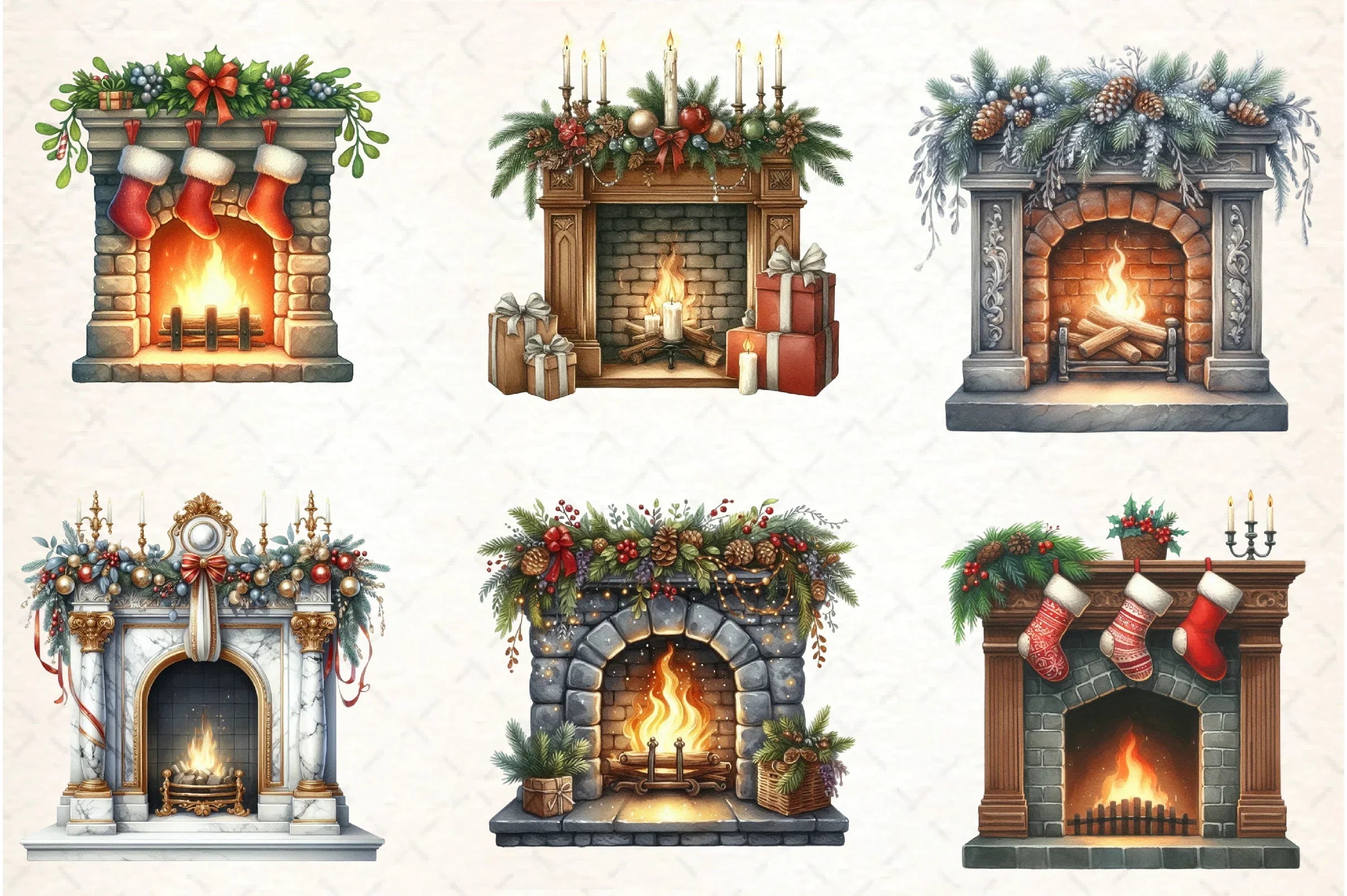 Christmas Fireplace Clipart Bundle - CraftNest - Digital Crafting and Art