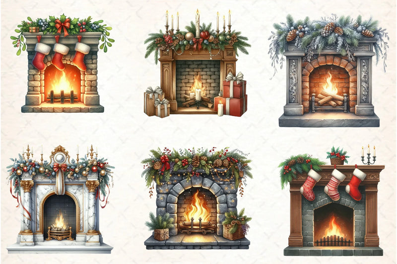 Christmas Fireplace Clipart Bundle - CraftNest - Digital Crafting and Art
