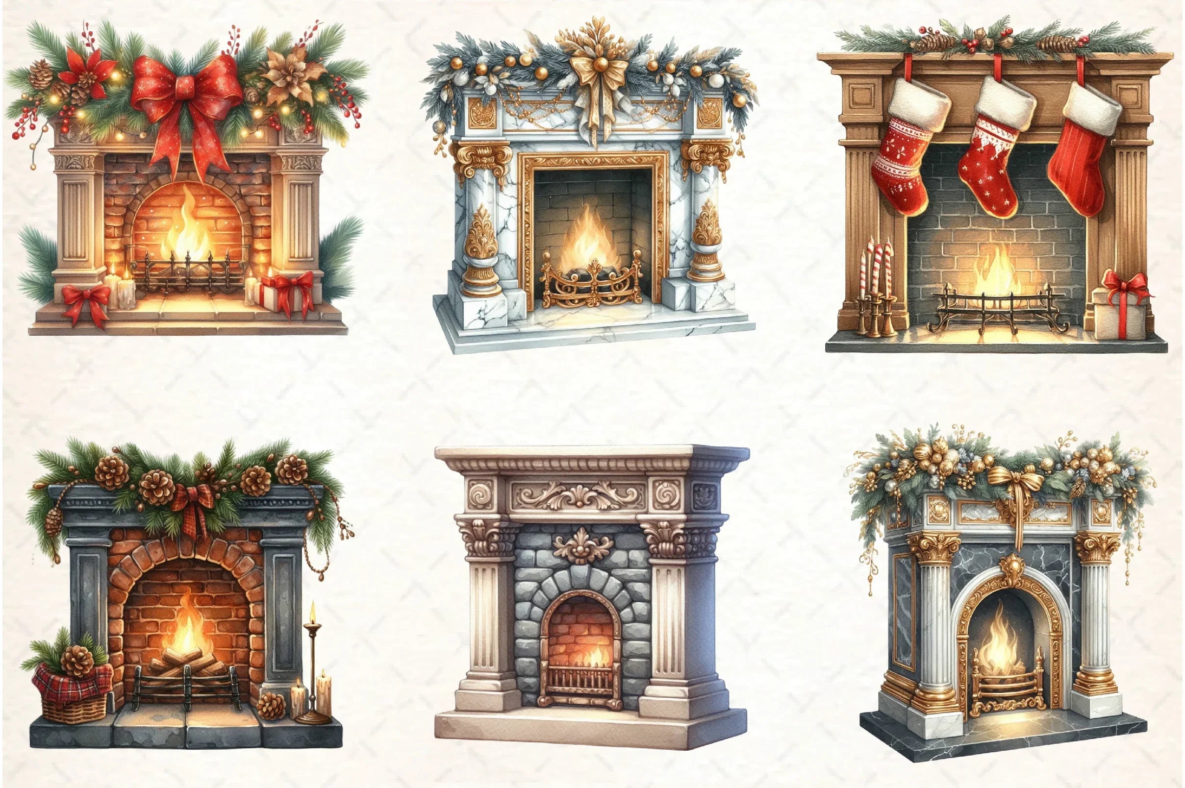 Christmas Fireplace Clipart Bundle - CraftNest - Digital Crafting and Art
