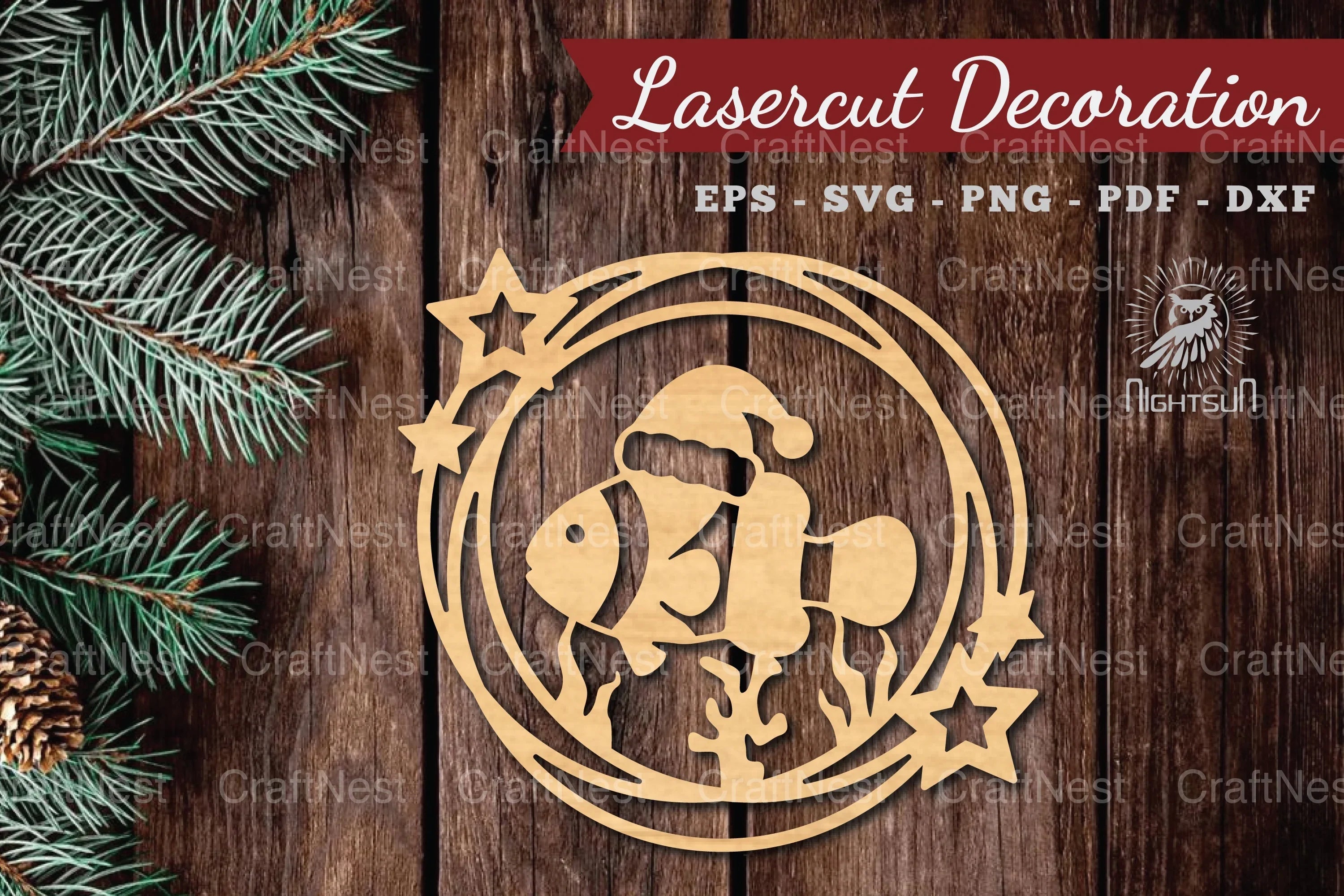 Christmas Fish Lasercut Round Clipart Bundle - CraftNest - Digital Crafting and Art