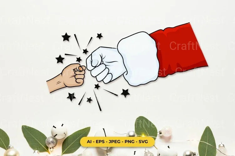 Christmas Fist Bump Santa and Kids SVG Bundle - CraftNest - Digital Crafting and Art