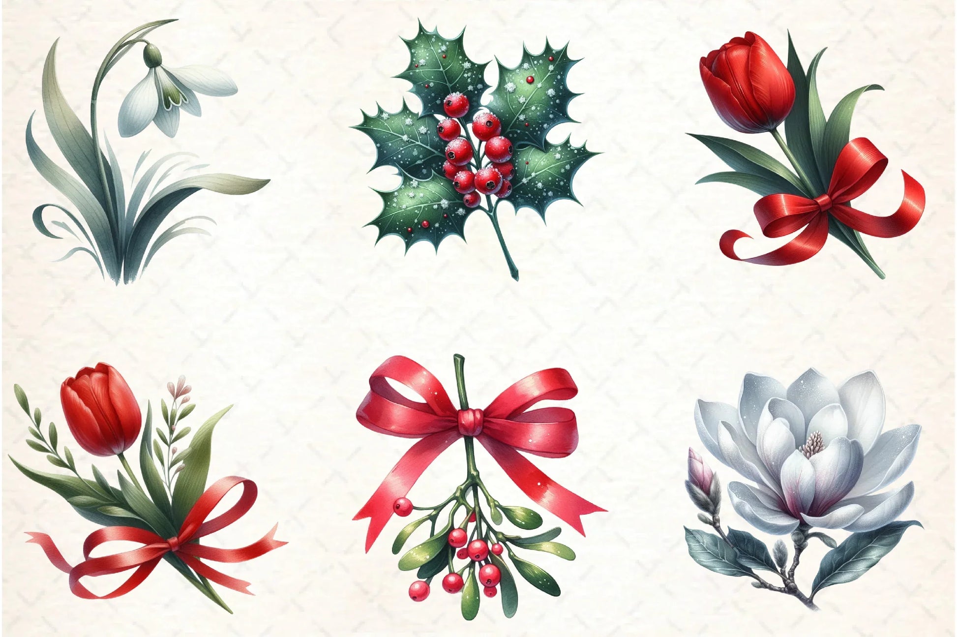 Christmas Flowers Clipart Bundle - CraftNest - Digital Crafting and Art