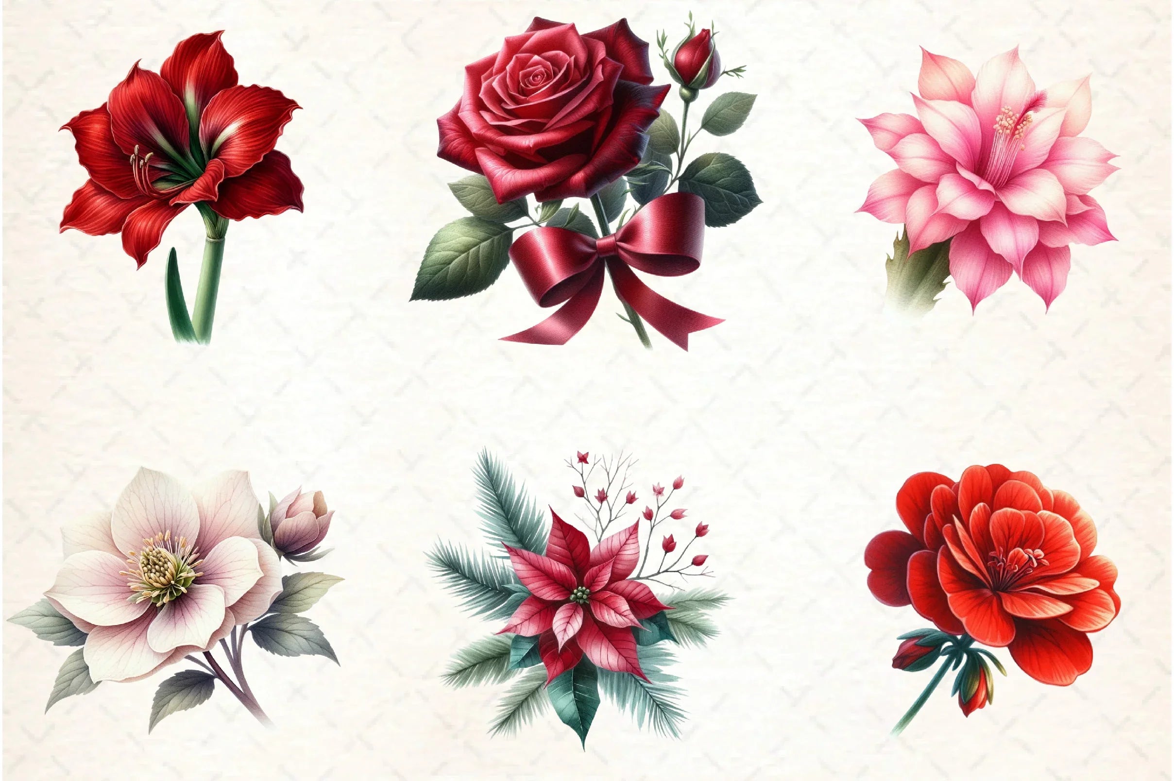 Christmas Flowers Clipart Bundle - CraftNest - Digital Crafting and Art