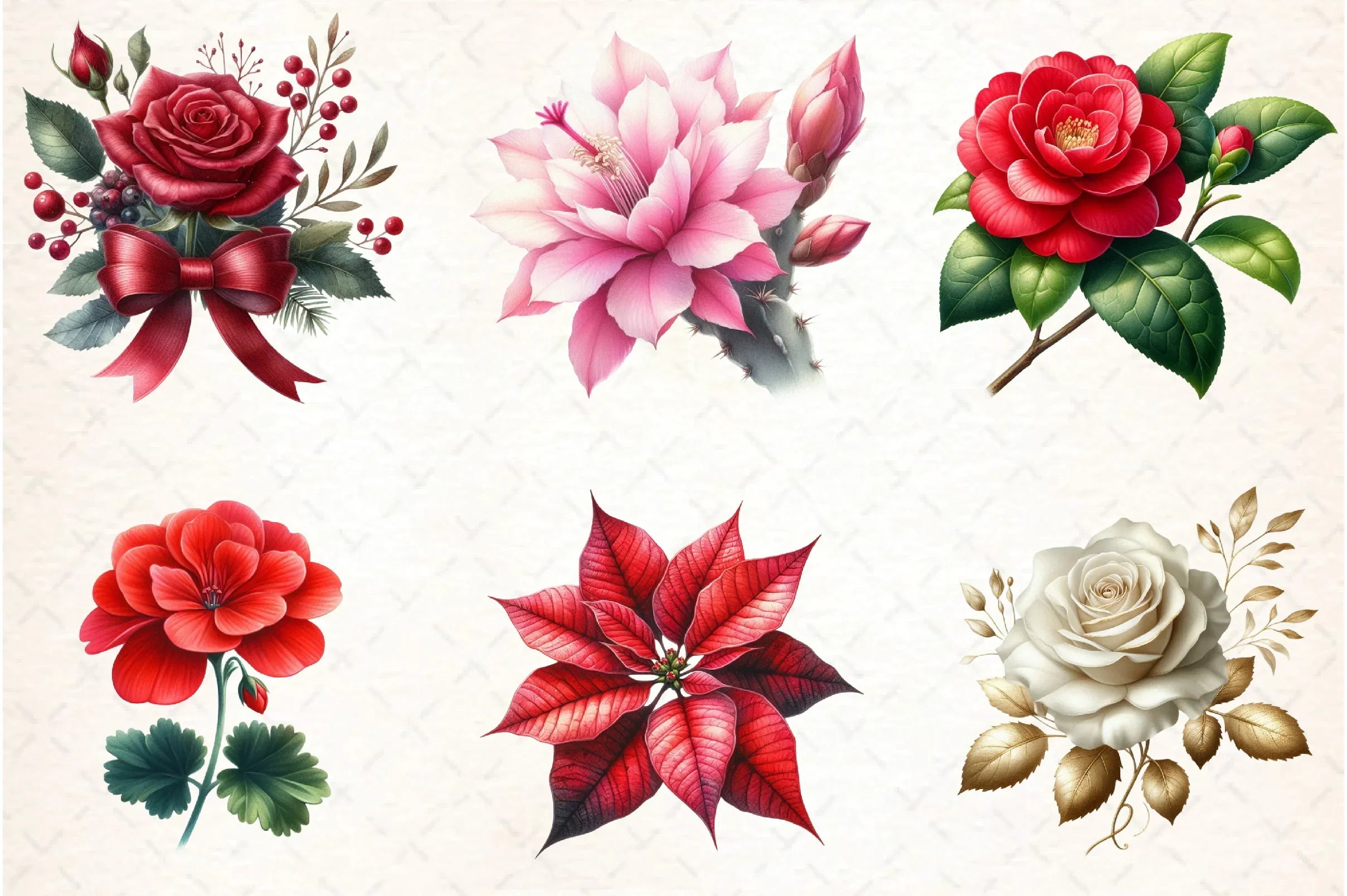Christmas Flowers Clipart Bundle - CraftNest - Digital Crafting and Art