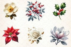 Christmas Flowers Clipart Bundle - CraftNest - Digital Crafting and Art