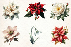 Christmas Flowers Clipart Bundle - CraftNest - Digital Crafting and Art