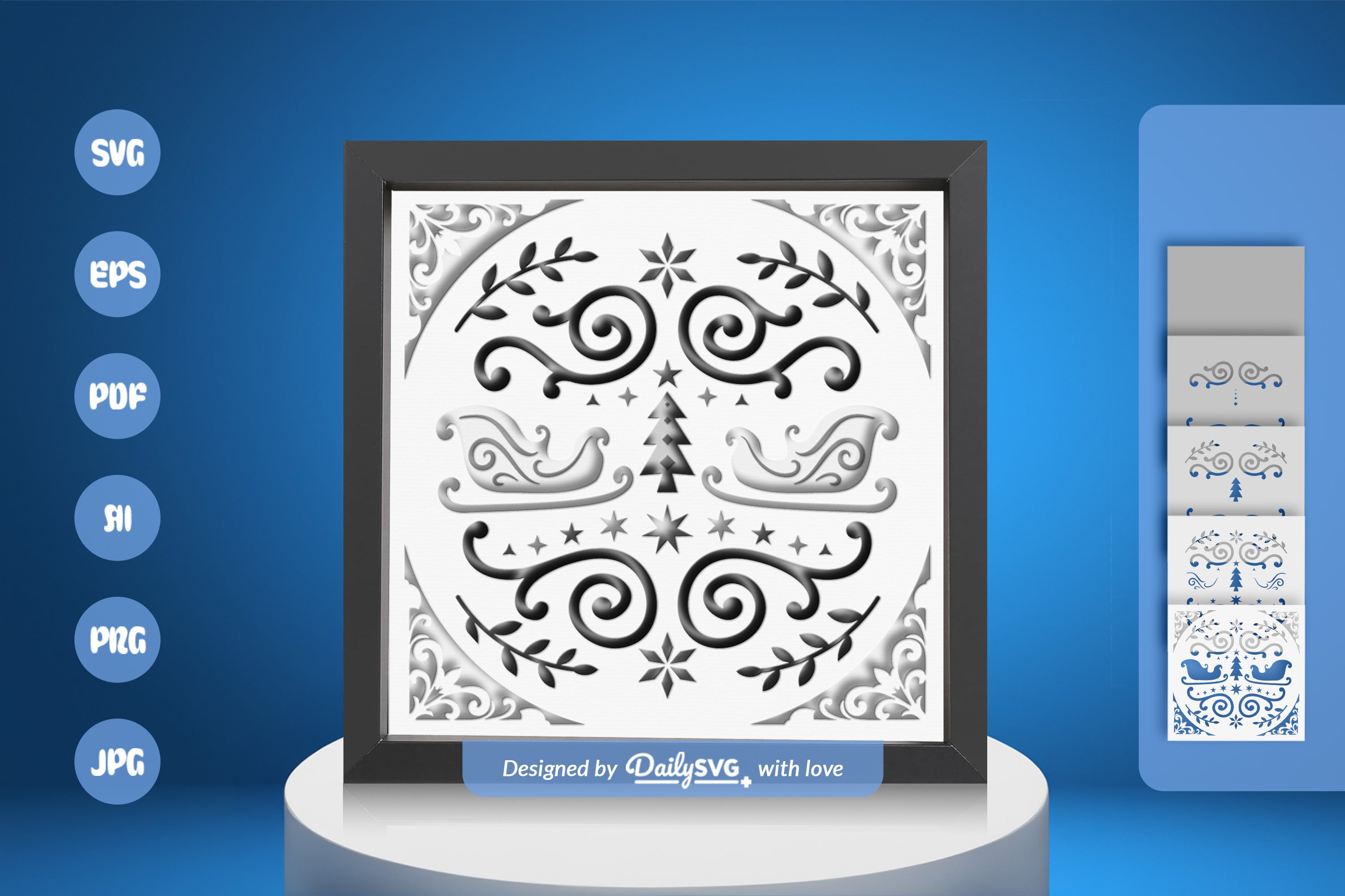 Christmas Folk Art White Papercut SVG Bundle 2024