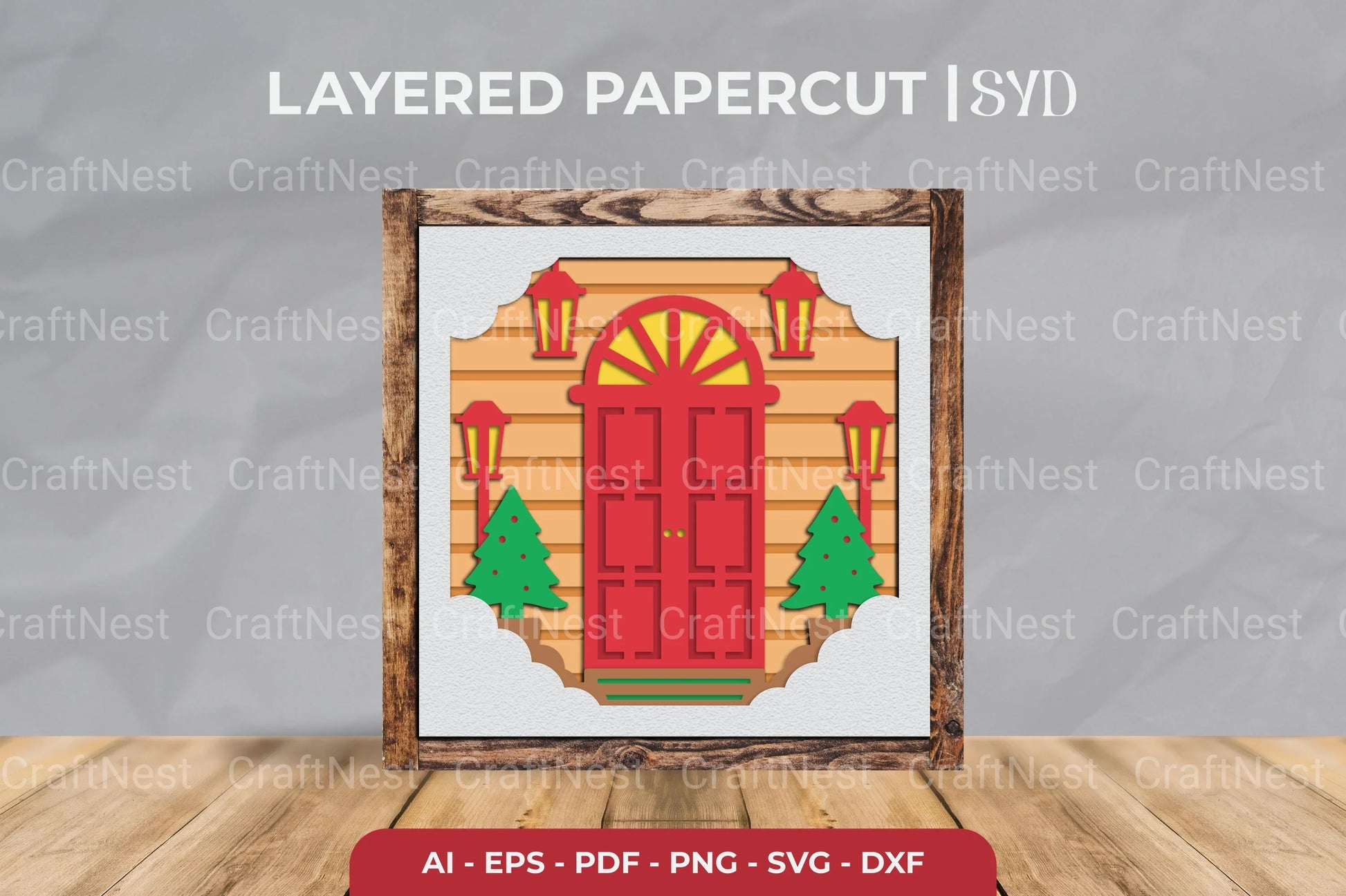 Christmas Front Door 3D Shadow Box SVG Bundle - CraftNest - Digital Crafting and Art